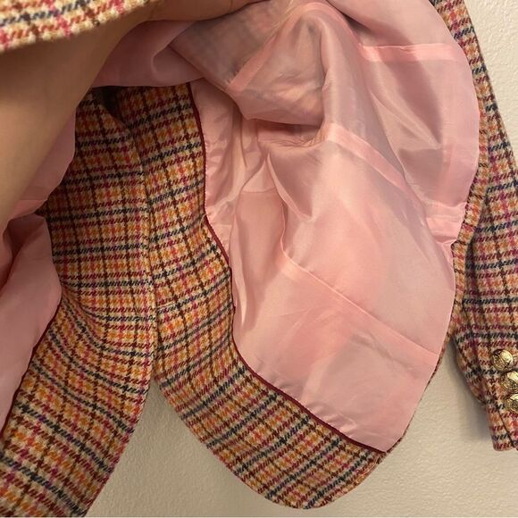 Talbots CLASSIC SHETLAND BLAZER APPLE PLAID gold buttons wool blend 6 - Picture 7 of 11